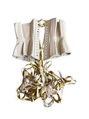 Timeless Trends Ivory Gold Boned Underbust Corset Lace Up Bridal Size 20 Women's